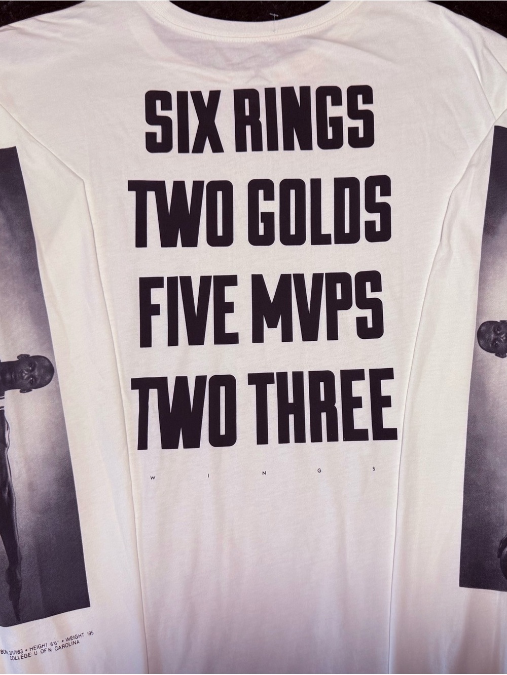 Air Jordan Wings White Long Sleeve Tee with Black Block Typography